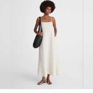 NWT Sz XS Madewell Striped Empire-Waist Midi Dress in 100% Linen